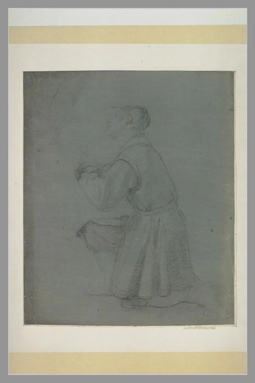 Giovane uomo inginocchiato, mani giunte e studio del braccio - Museo del Louvre, Parigi